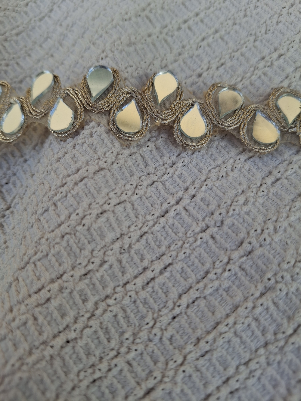 Handmade Gold Statement Choker Necklace Silver Teardrop Mirror Sequins Fairycore - Picture 5 of 8
